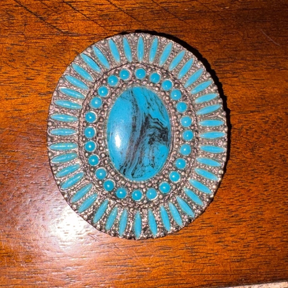 Faux Turquoise 2" Bolo Tie Slide Pendant Southwestern Western